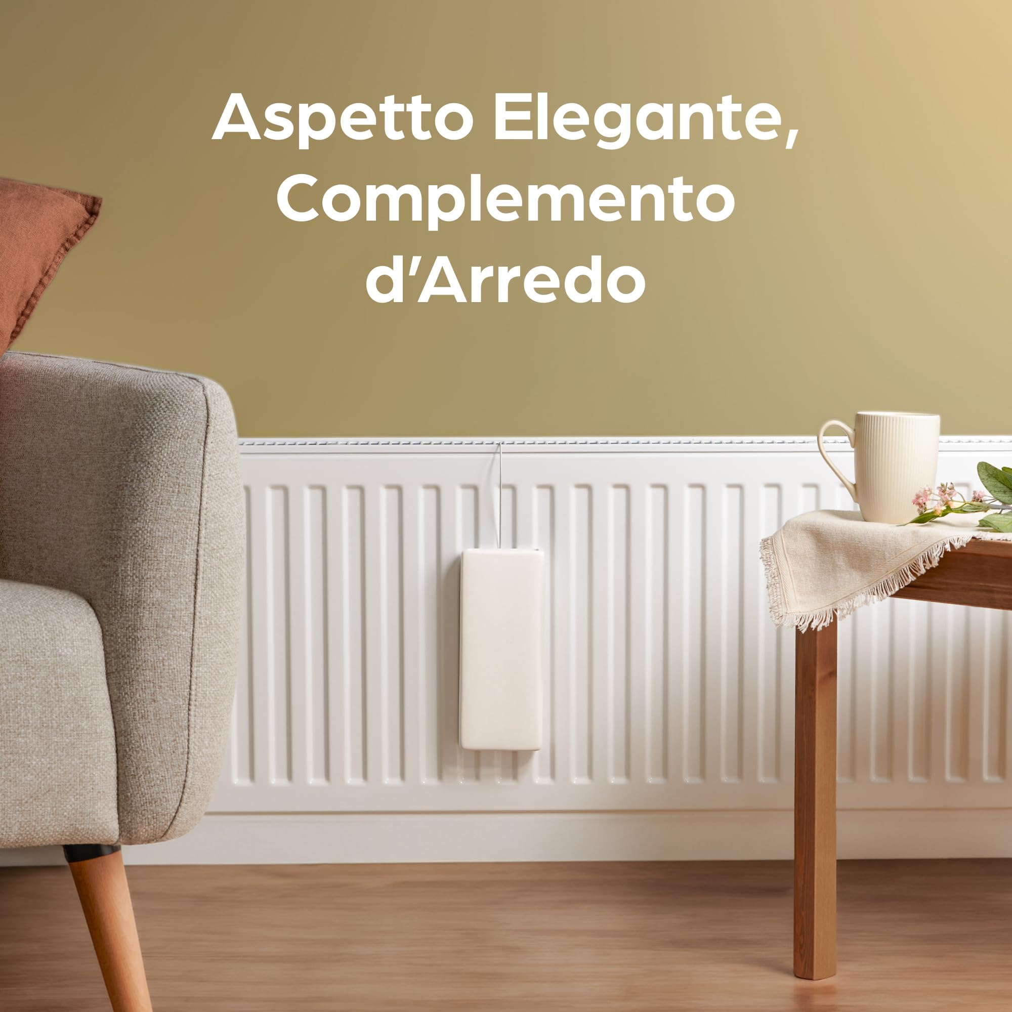 Praknu Umidificatore Termosifoni in Ceramica - Set di 4 Contenitore Acqua per Termosifoni con Gancio Flessibile - Controllo Dell'Umidità - Risparmio Energetico - Rilascio Efficiente Dell'Umidità