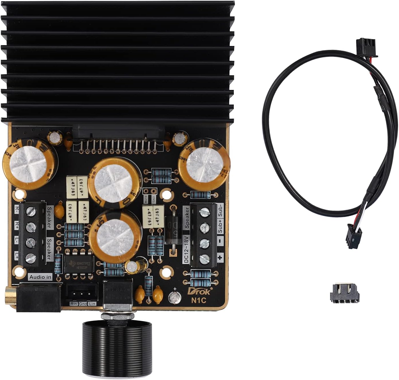 Close-up of DROK Amplifier Board connections