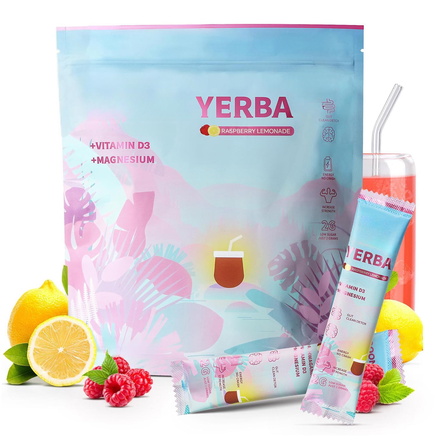 Yerba Mate Instant-Tee-Pulver, Himbeer-Limonade