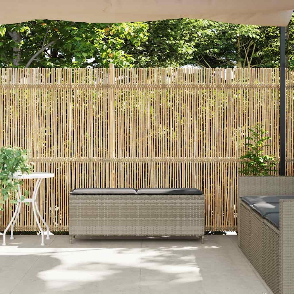 vidaXL Gartenbank mit Kissen Hellgrau 110x30x40,5 cm Poly Rattan, Terrassenbank, Außenbank, Garten Sitzbank, Outdoor Bank, Sitzbank, Sitzbank Terrasse