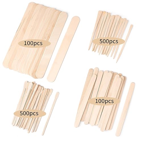 Miniatura 2 de 1200 varillas de depilación  4 estilos surtidos de madera para depilación corporal, cara, cejas, labios, nariz, pequeños aplicadores de cera,