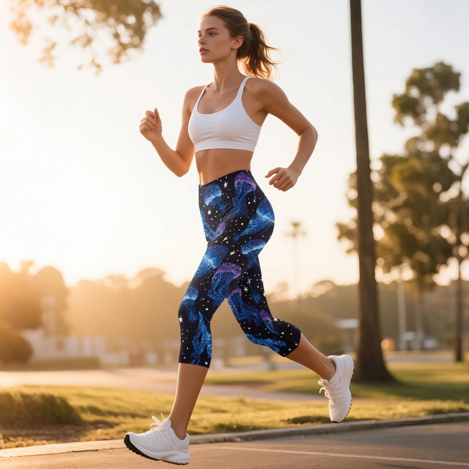 Amzbeauty Pantalon 3/4 taille haute - Legging capri avec panneau de contrôle du ventre - Pantalon actif décontracté extensible pour le sport, la gym, le yoga