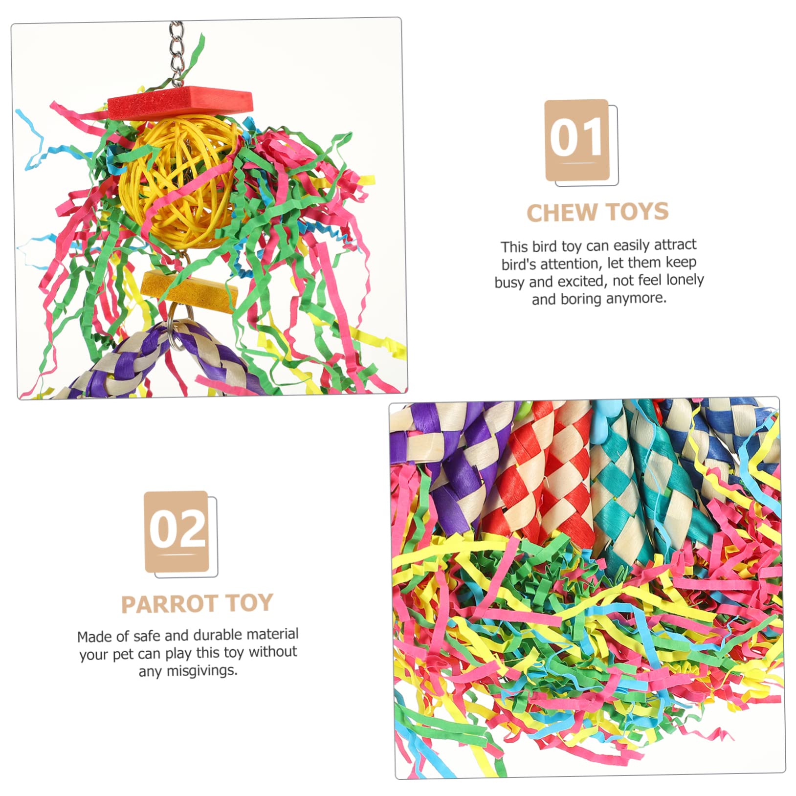 Beavorty 2ensembles Jouets Suspendus à Mastiquer pour Oiseaux Accessoires De Tube Tressé pour Perruches Et Perroquets pour Éviter Ennui Et Oiseaux