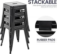 Vista 6 de Brage Living Juego de 4 taburetes industriales de metal de 18 pulgadas, taburetes apilables para aula, sillas de comedor de metal sin respaldo