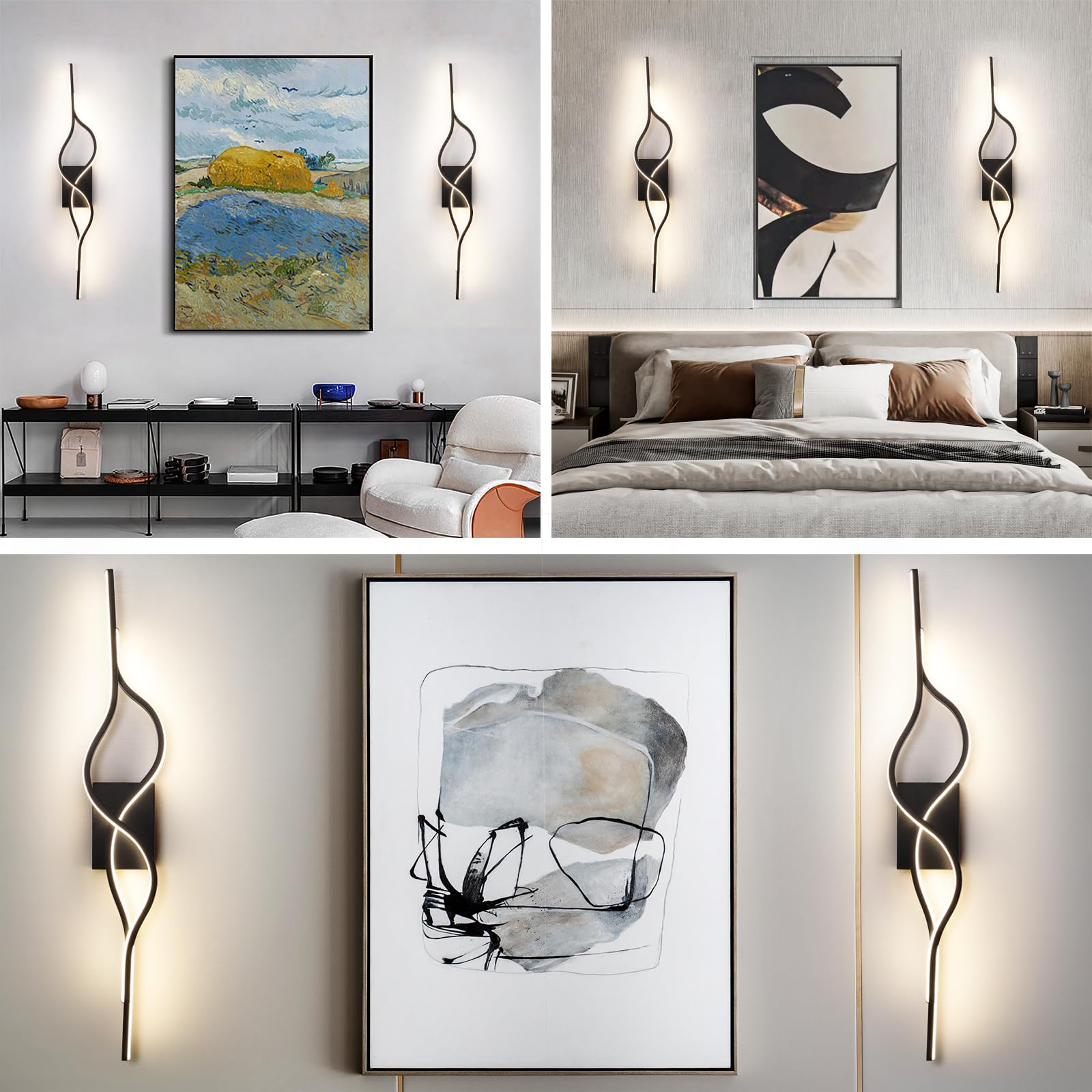 Fang Yan Mei Modern Wall Sconce Wall Light, Modern Vanity Wall Light Matte Black Wall Light Black Sconces Light for Home Decor Bathroom Kitchen Living Room Hallway