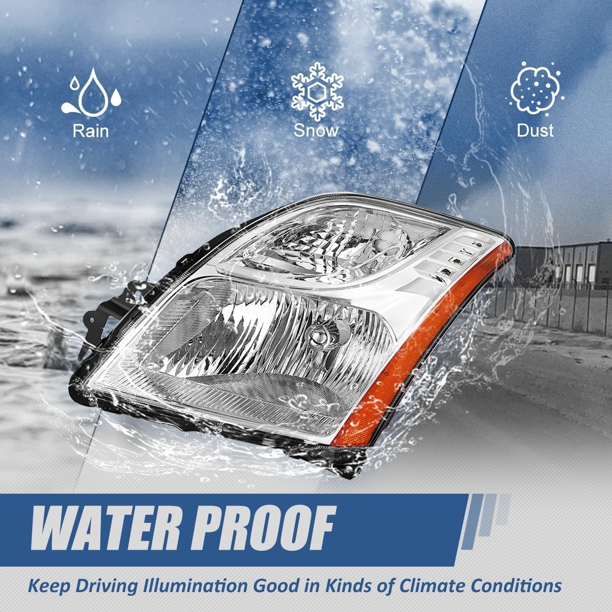 Auto Dynasty Headlights Assembly Compatible with 2010 2011 2012 Nissan Sentra Base S SL, Driver Left Side Halogen Headlamps Replacement, NI2502196 OE Style, Chrome Housing Amber Corner