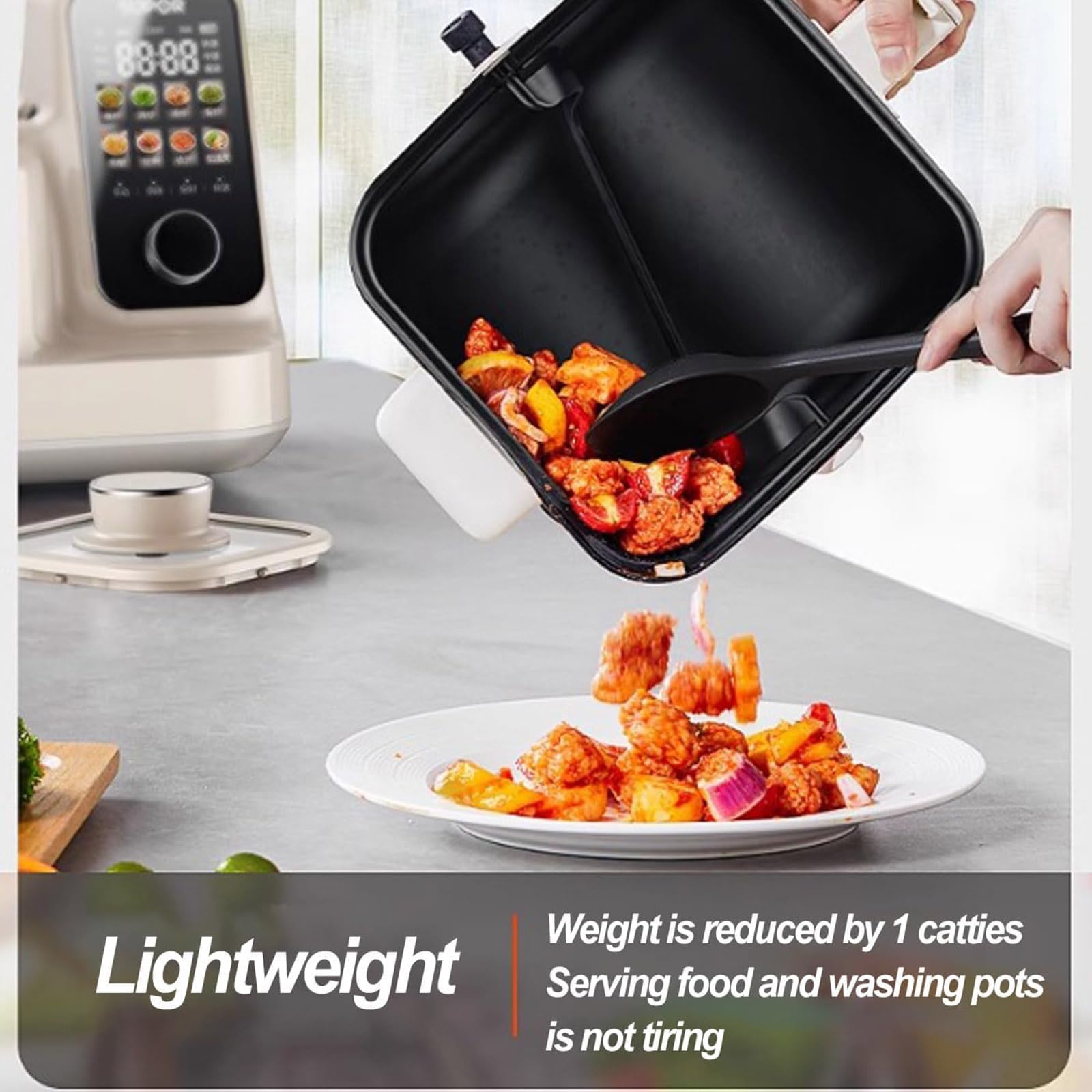 Máquina de cocina, 2000 W, múltiples modos de cocción, revestimiento de cerámica, mango antiquemaduras, fácil de limpiar, ideal para uso doméstico y cocina
