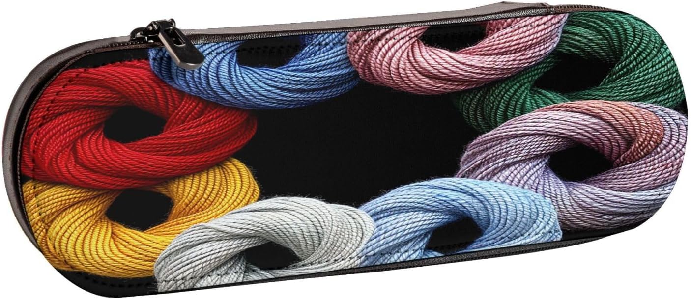 Colorful yarn Leather Multi Slot Pen Storage Case