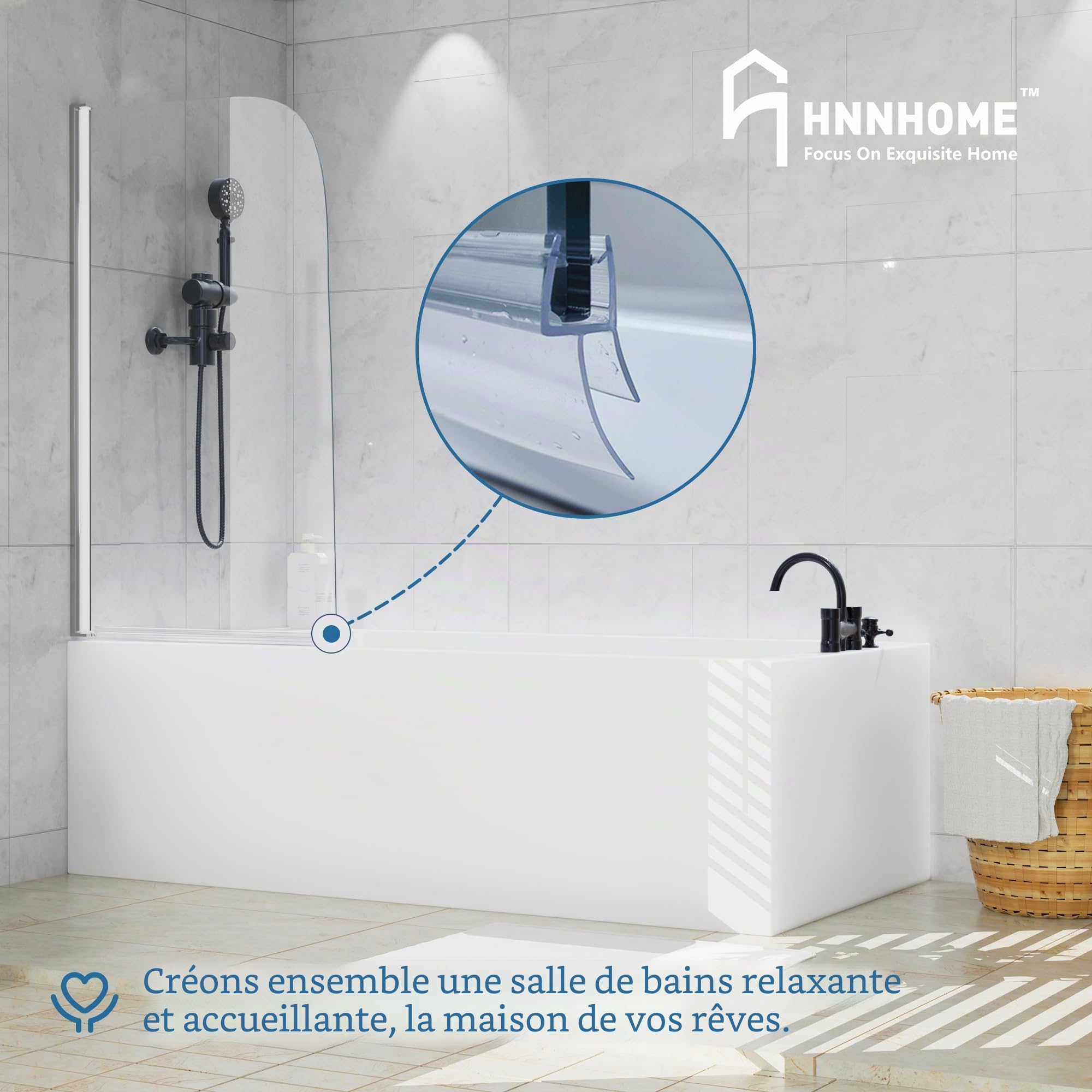 HNNHOME® Joint de porte de douche pour paroi en verre de 4 à 6 mm avec écart maximal de 16 mm