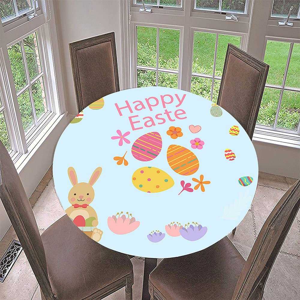 Morbuy 3D Rondes Nappes Avec Bord Élastique, Nappes Rondes Anti Taches Lavable, Imperméable Polyester Nappe De Table Imprimé De Lion Pour Cuisine Jardin Fête Table (Prairie,Diamètre 90cm