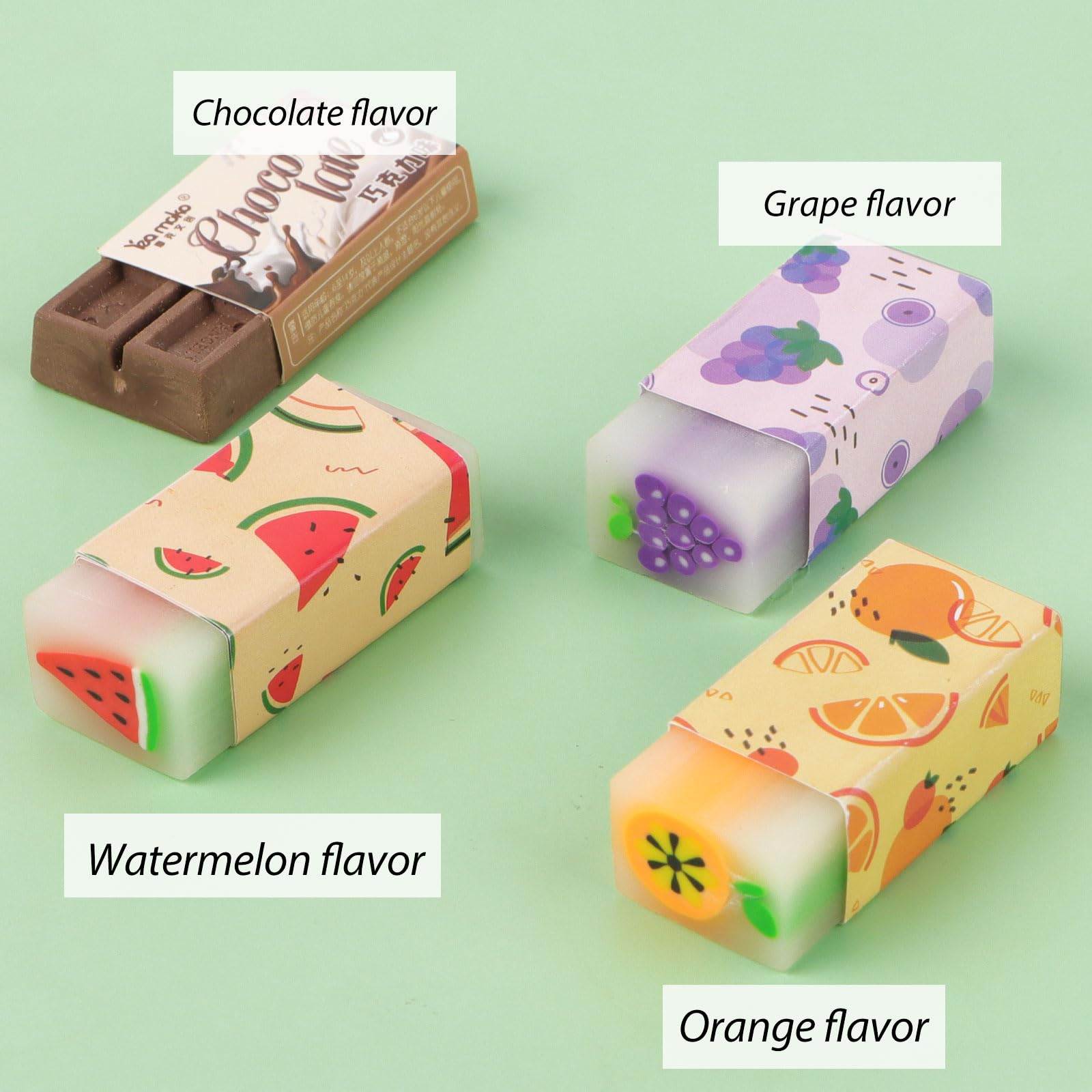 Gomma da Cancellare Profumata Frutta 4Pz Materiale Scolastico Cancelleria Regalo Natale