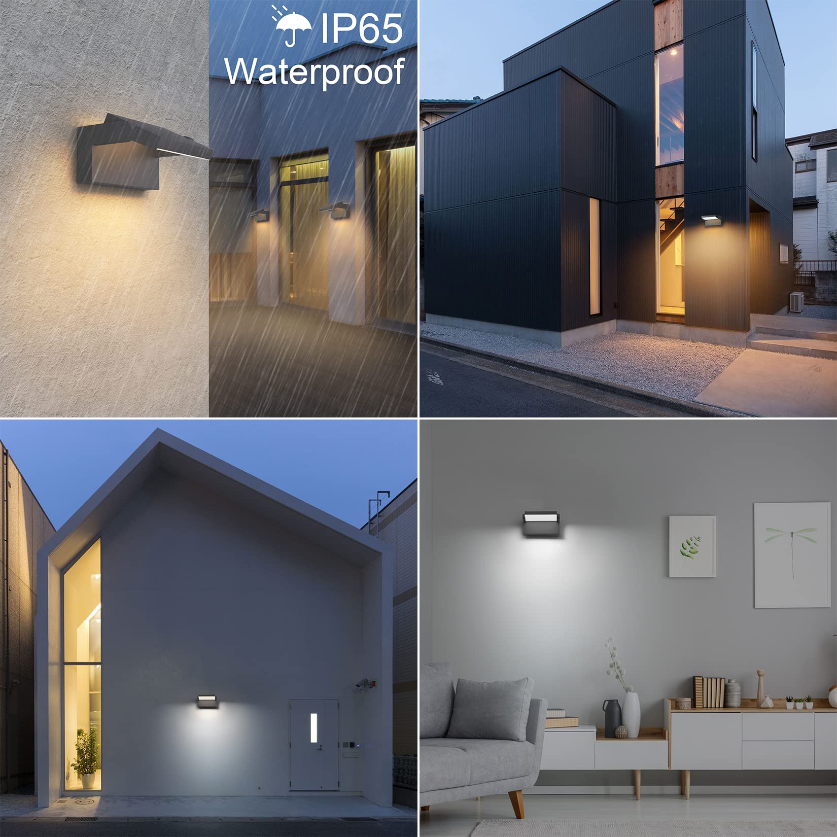 Klighten 24W Wandleuchte Aussen Dimmbar mit APP-Steuerung, Timer, Schwenkbar LED Panel, Wandlampe Innen Außen, Wasserdicht IP65 Außenlampe für Eingang Terrasse, Anthrazit, 1500 LM, 3000K-6000K