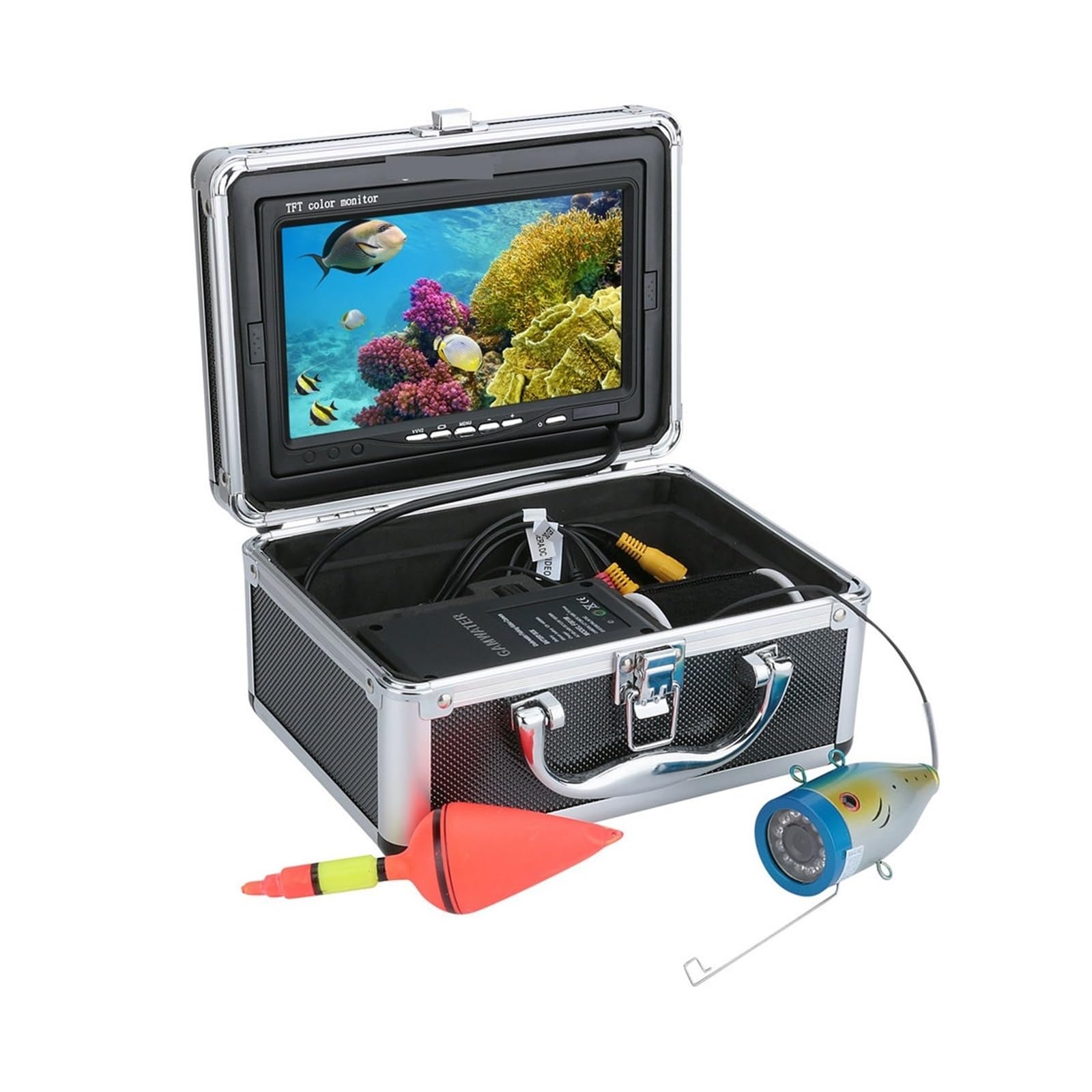 Buscador de Peces, Cámara de Pesca submarina 7 Pulgadas HD 1000tvl, Kit videocámara, lámpara LED infrarroja, Luces, Video, buscador Peces, 50 m(IR Leds 30M Cable)