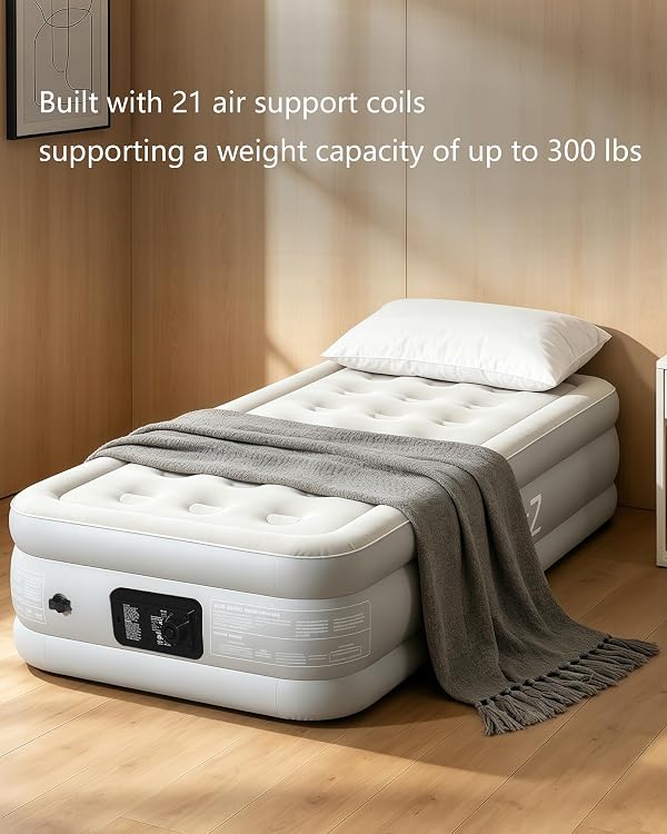 PABCZZ Air Mattress Twin with Built-in Pump,18"Height,Up to 500 lbs Lt Gray by PABCZZ - Used condition - Image 8
