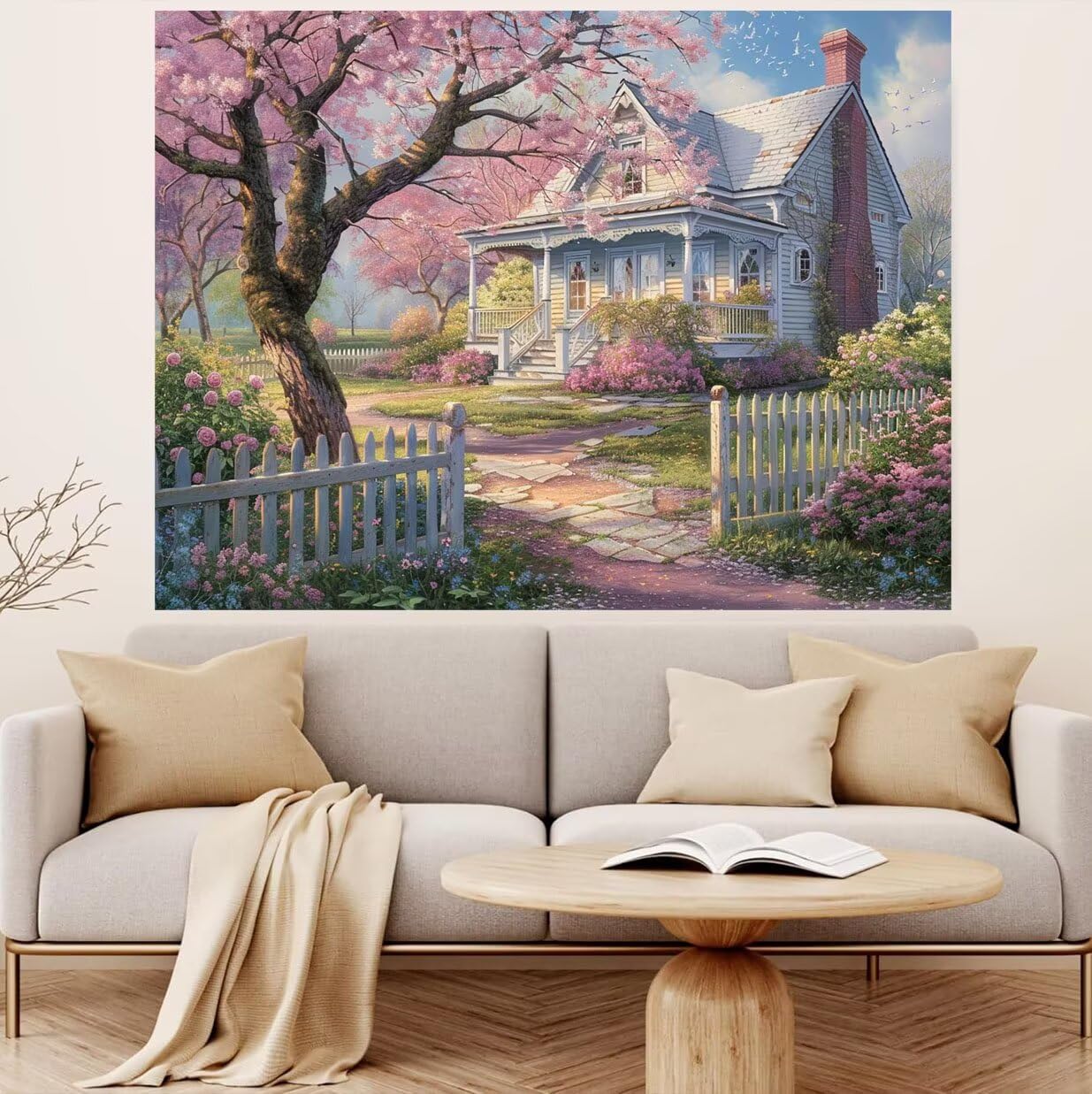 Pintar por Numeros Adultos, Cabaña, Principiantes DIY Painting by Numbers Kits, Rosa, Cuadros para Pintar por Numeros Pinturas Acrilicos Regalo Creativo, Decoración Hogar 90x120cm Sin Marco n0n0-353