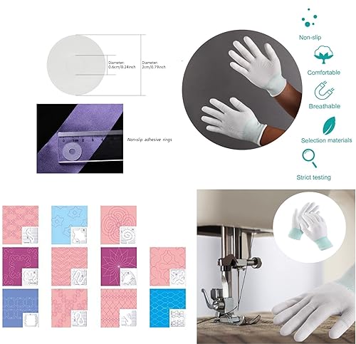 Miniatura 2 de El juego de 15 plantillas de acolchado de movimiento libre incluye 11 plantillas de acolchado, 2 hojas48 calcomanías de acolchado antideslizantes y