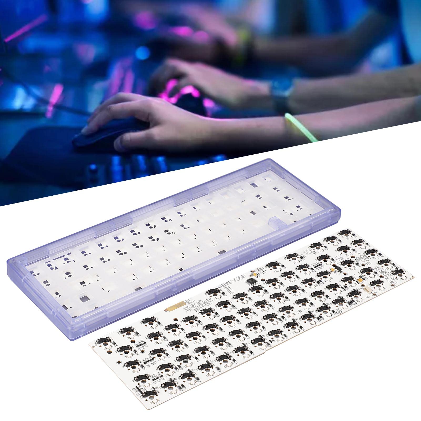 Konfigurowalna 67-klawiszowa Przewodowa Klawiatura Mechaniczna z Podświetleniem RGB do Samodzielnego Montażu dla Użytkowników Systemów XP i OS X (Fioletowy)