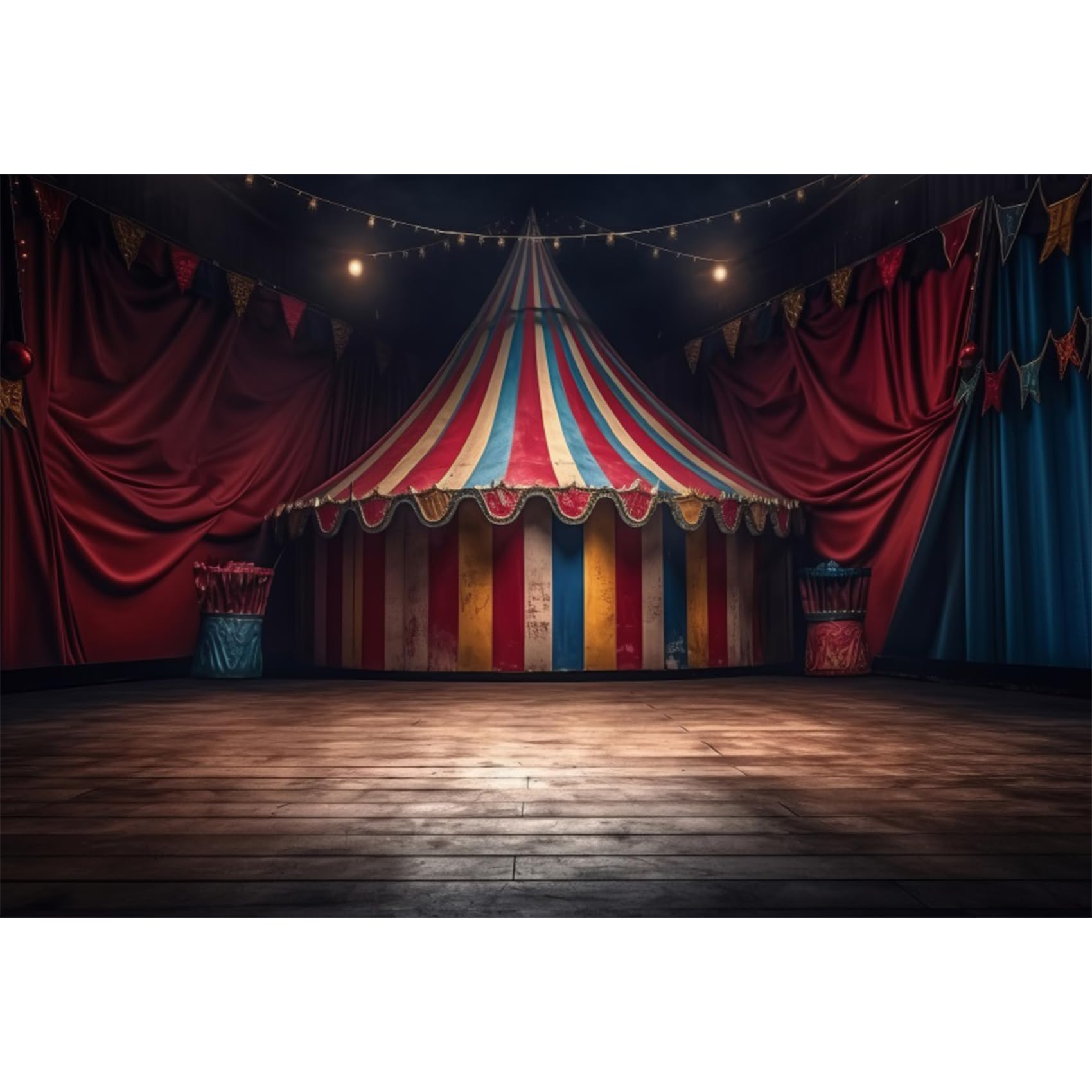 Retro Grunge Circus Theme Backdrop 20x10ft Striped Tent Amusement Park Photography Background Welcome to The Carnival Birthday Baby Shower Party