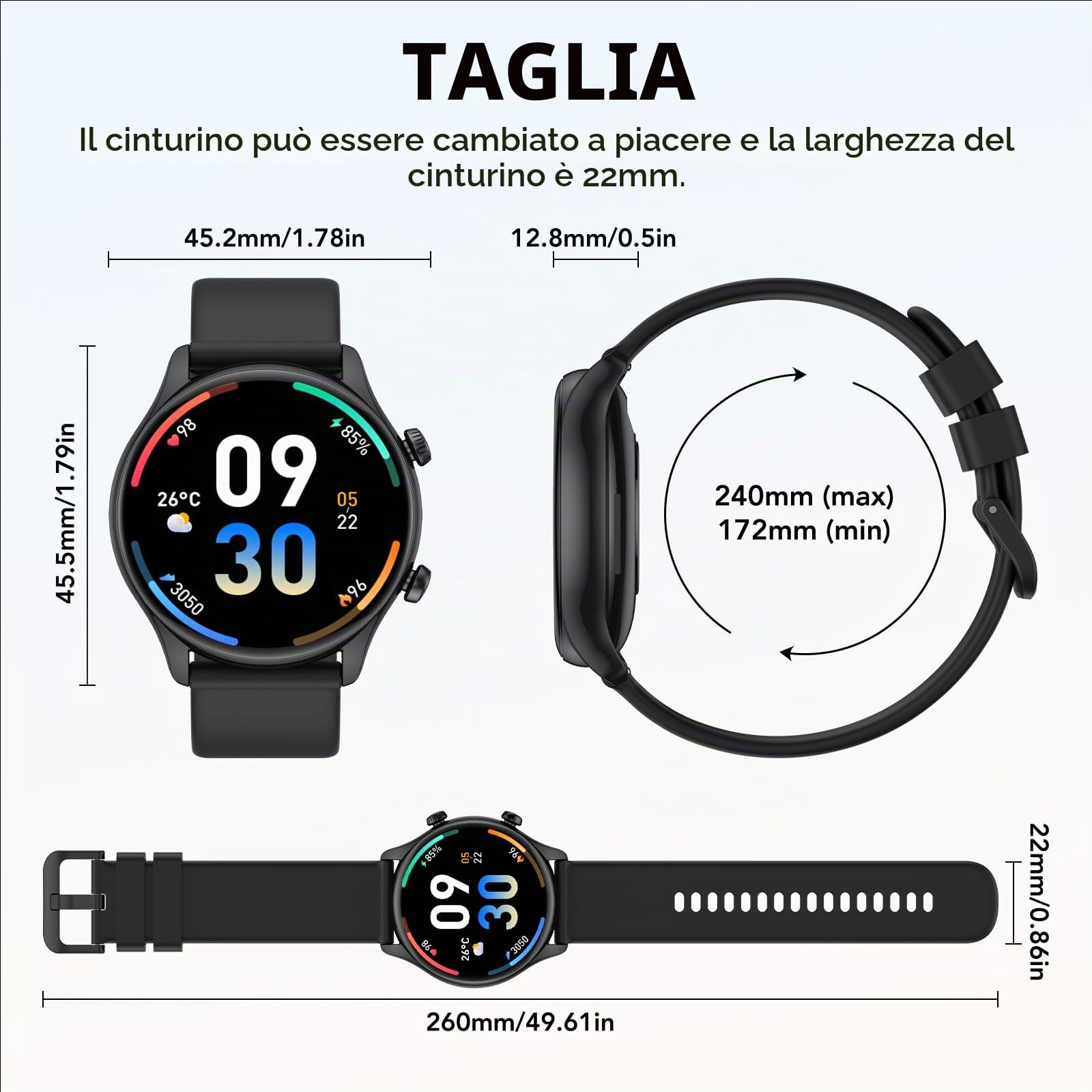 Smartwatch Uomo Donna, 1.39" Orologio Smartwatch con Effettua/Risposta Chiamate, Fitness Tracker con 120+ Sportive, Contapassi/SpO2/Cardiofrequenzimetro, IP68 Smart Watch per Android iOS (Nero)