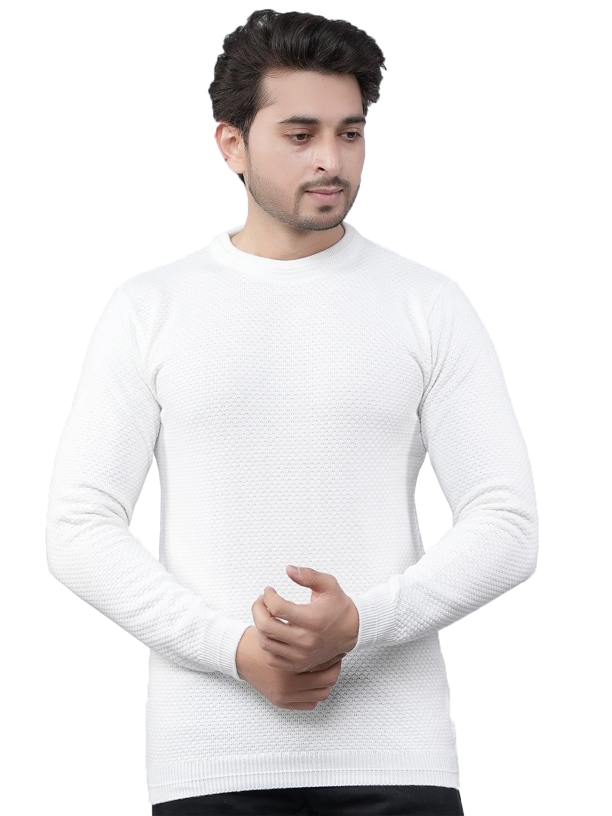 feverfew Mens Stylish Soft Sweater | Men's Sweater | Knitted | Casual wear Sweater for Men | Full Sleeves Sweater | Self Design Round Neck Sweater-picture-34