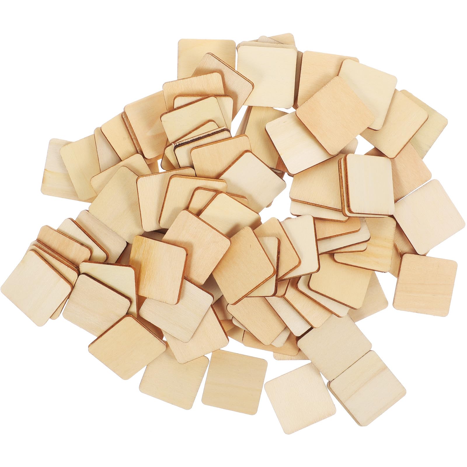 Toyvian 100pcs DIY Wood Pieces for Crafts Unfinished Wooden Blocks 30mm Blank Wood Squares for Painting Carving and DIY Projects