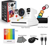 Vista 2 de Cámara instantánea Now+ Gen 2, blanca, cámara de película Bluetooth Now Plus con kit de filtro de lente de 5 piezas y bolsa, película de cámara