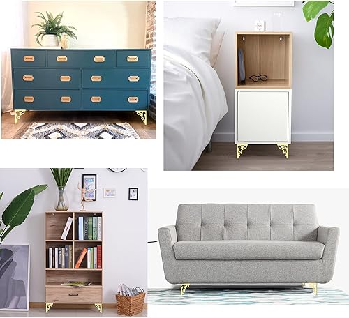 Miniatura 6 de OwnMy 4 patas de metal para muebles, patas modernas para sofá para reparación y restauración de tocador, armario, mesa de té, estantes de encimera,