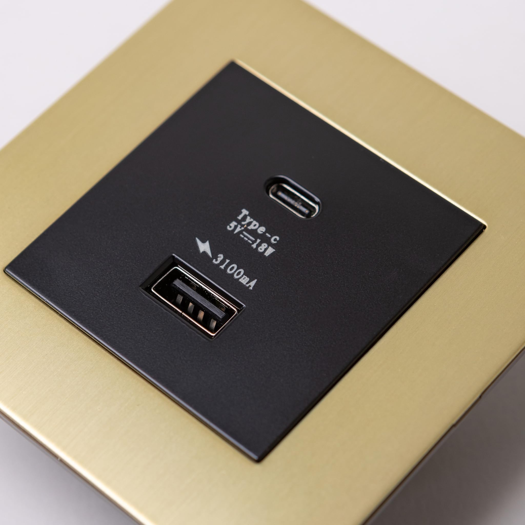 Satin Brass Straight Knurled Switches and Sockets (USB A & C Socket) โ image 1