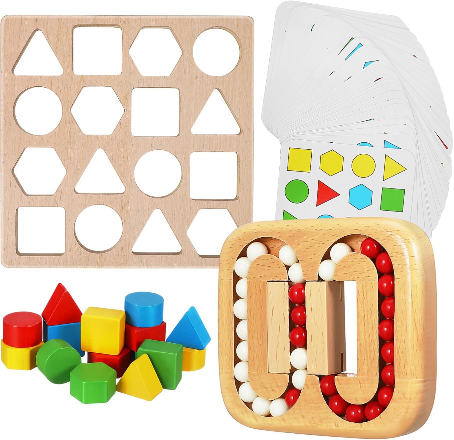 Toyvian Elderly Memory Games Wooden Tiles Matching Game for Seniors Rotating Bean Finger Toy Wood Puzzles for Patients