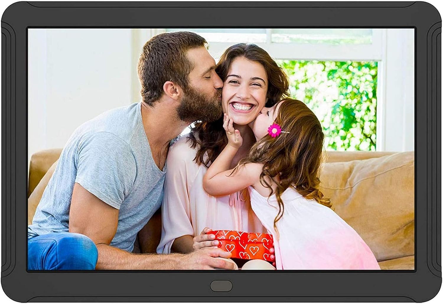 Cadre photo numérique haute résolution écran IPS avec détecteur de mouvement et rotation automatique