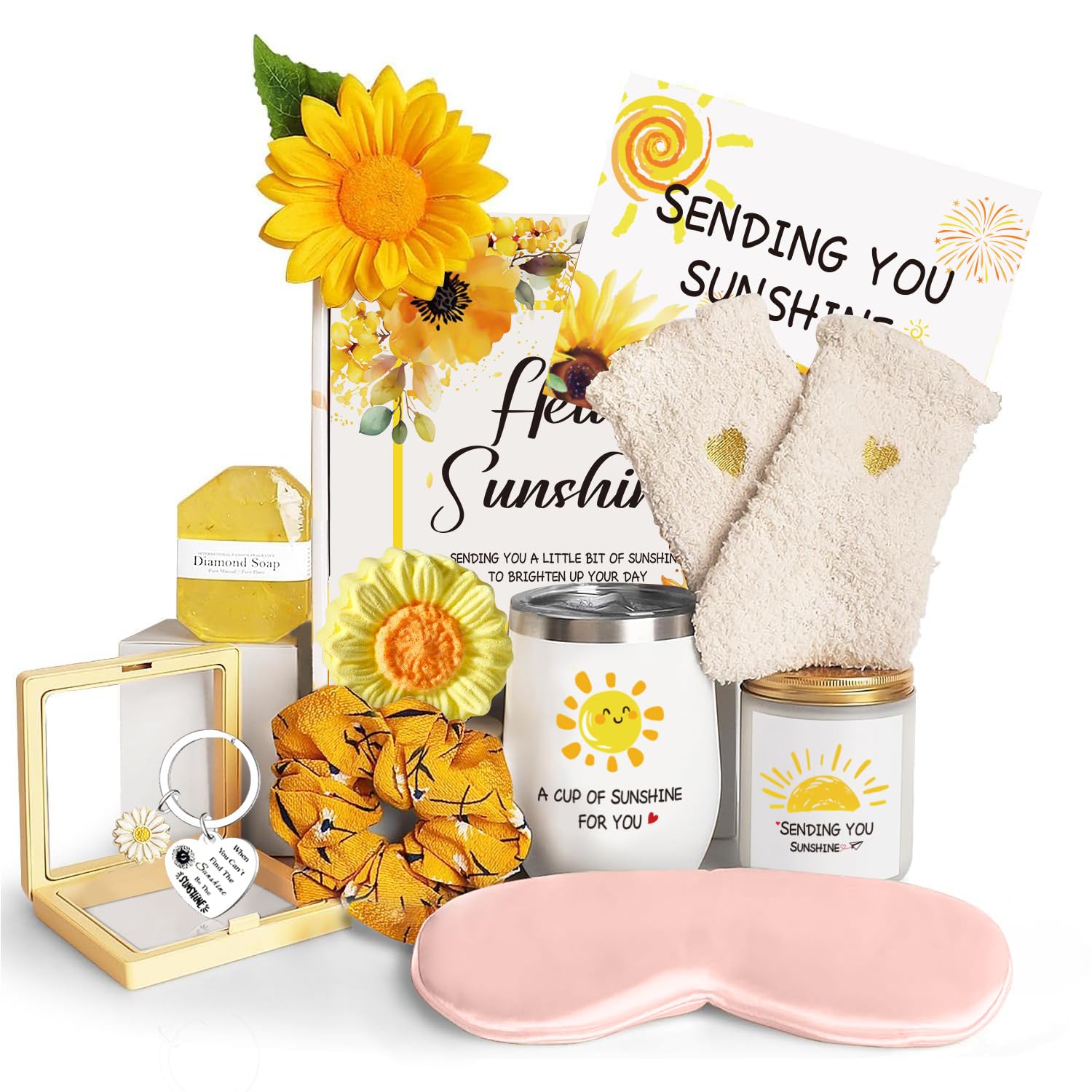 Sunflower Gifts for Women - VivaJoy Birthday Hampers Pamper Gifts for Her, Get Well Soon Gift Baskets Self Care Package Unique Relaxation Bath Set Gifts for Mum, Wife, Best Friends, Sister, Daughter
