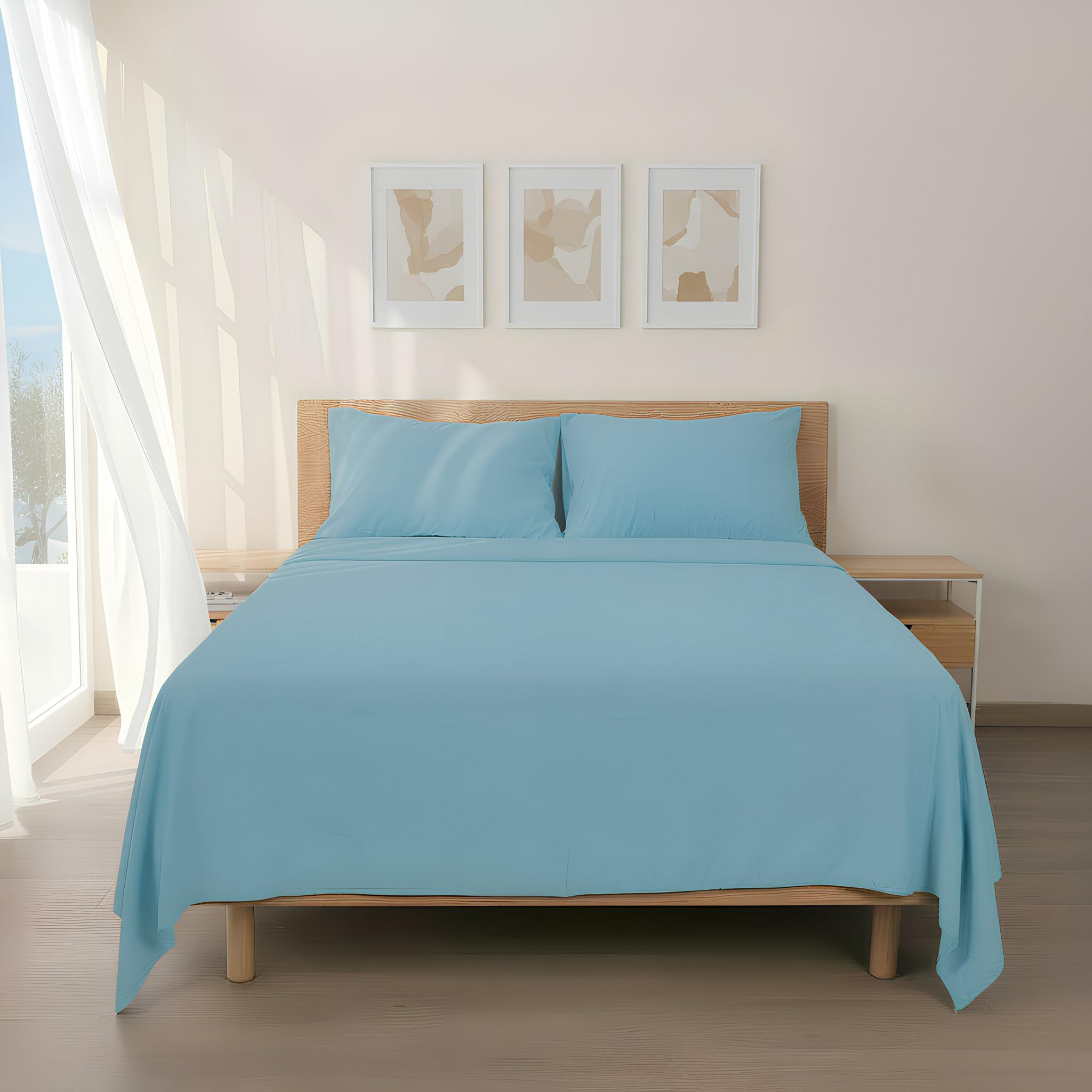 H HANSEL HOME Juego de Sábanas de Microfibra Cepillada, Sábana Bajera Ajustable Altura 30 cm, Encimera y Fundas de Almohada, para Cama 105cm, 3 Piezas 105x190/200cm - Gris Claro — view 9