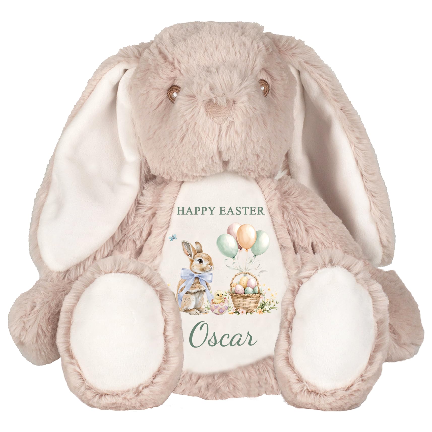 Chicken Craft Personalised Easter Bunny Soft Toy with Name - First Easter Keepsake Plush Rabbit