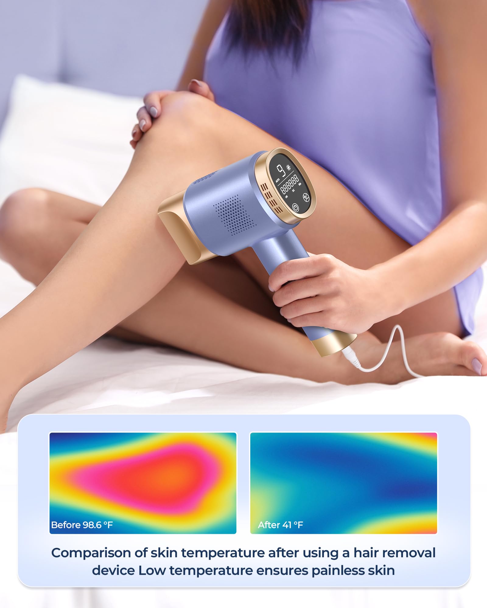 Depilación láser IPL para mujeres y hombres, zafiro, enfriamiento de hielo, sin dolor, resultado duradero, dispositivo de depilación en casa para piernas, cara 3