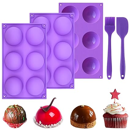 Hot Chocolate Bomb Molds,Large Hot Cocoa Bombs Silicone Hot Chocolate Bomb Mold Kit 2.5 inch Chocolate Bombs for Hot Cocoa Mold,Making Cake,Chocolate,Cocoa Bomb Mold Brush and Spatula