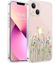 Unov Case Compatible with iPhone 13 Case Clear with Design Embossed Flor...