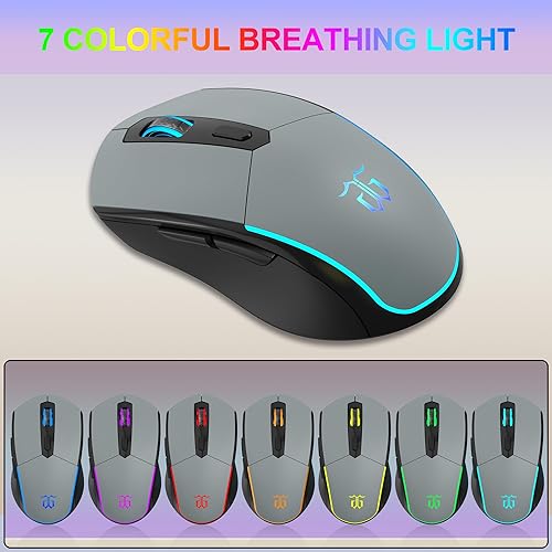 Miniatura 7 de Snpurdiri Combo de teclado y mouse inalámbricos 60% para juegos, batería recargable de 2000 mAh con retroiluminación arcoíris, mini teclado mecánico