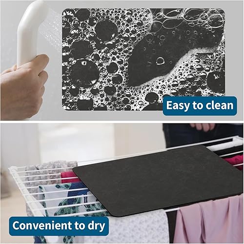 Miniatura 7 de Tapetes de baño superabsorbentes, de secado rápido, tapetes de baño de goma antideslizante, fáciles de limpiar, lavables a máquina, delgados (gris