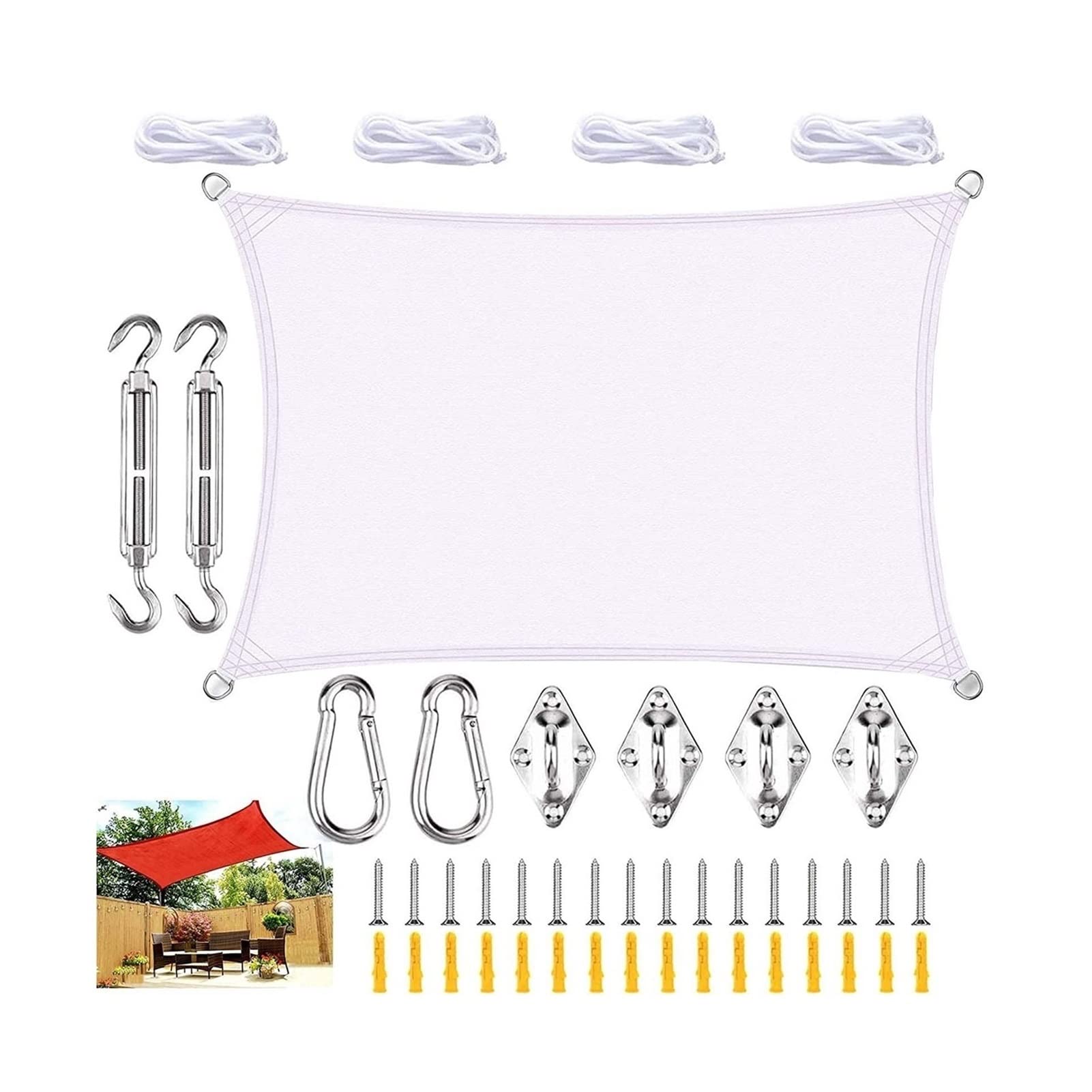 Voile d'ombrage thermique blanc 2x2.5m contre la chaleur