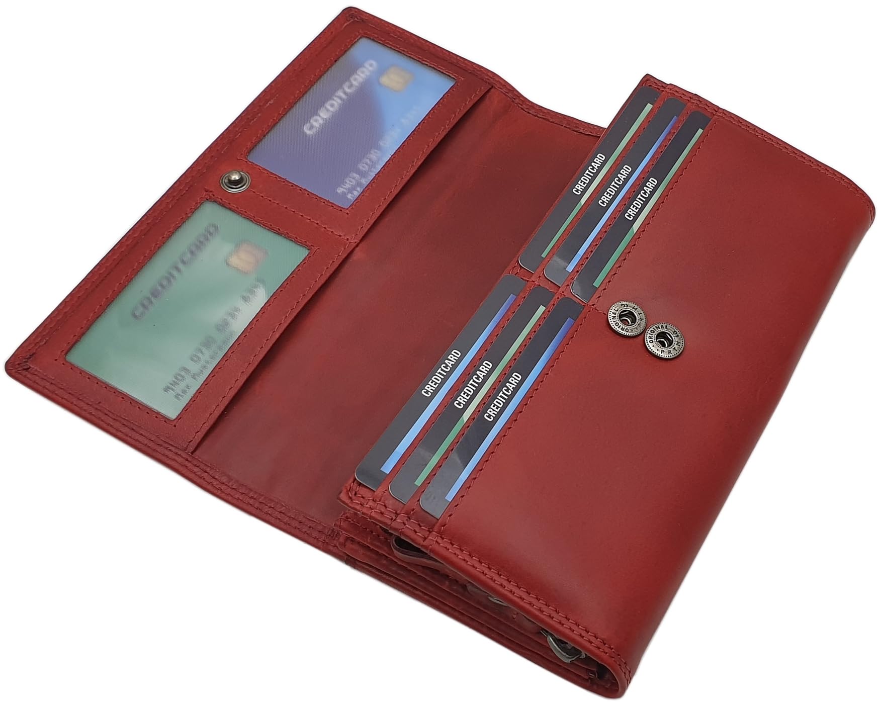myledershop Grande vacchetta portafoglio per donna con farfalla-motivo con blocco RFID & NFC (Rosso Ciliegia)