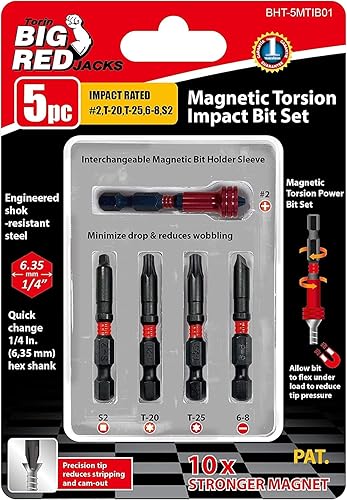 Miniatura 8 de BIG RED BHT-17HTRS01 Torin Mini Juego de destornilladores de trinquete de 36 dientes Reversible Super Alto Torque 14 "Dual Drive Bit y Socket Set