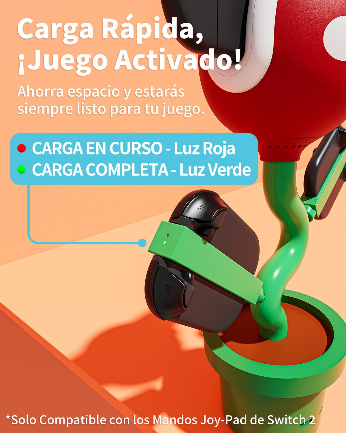Docking Station Compatible con Switch 2, Base de Carga para Switch2/joypad, POWKONG Charging Station Piranha2 Cargador con puertos HDMI 4K 60Hz/USB 2.0/USB-C, Carga Rápida PD