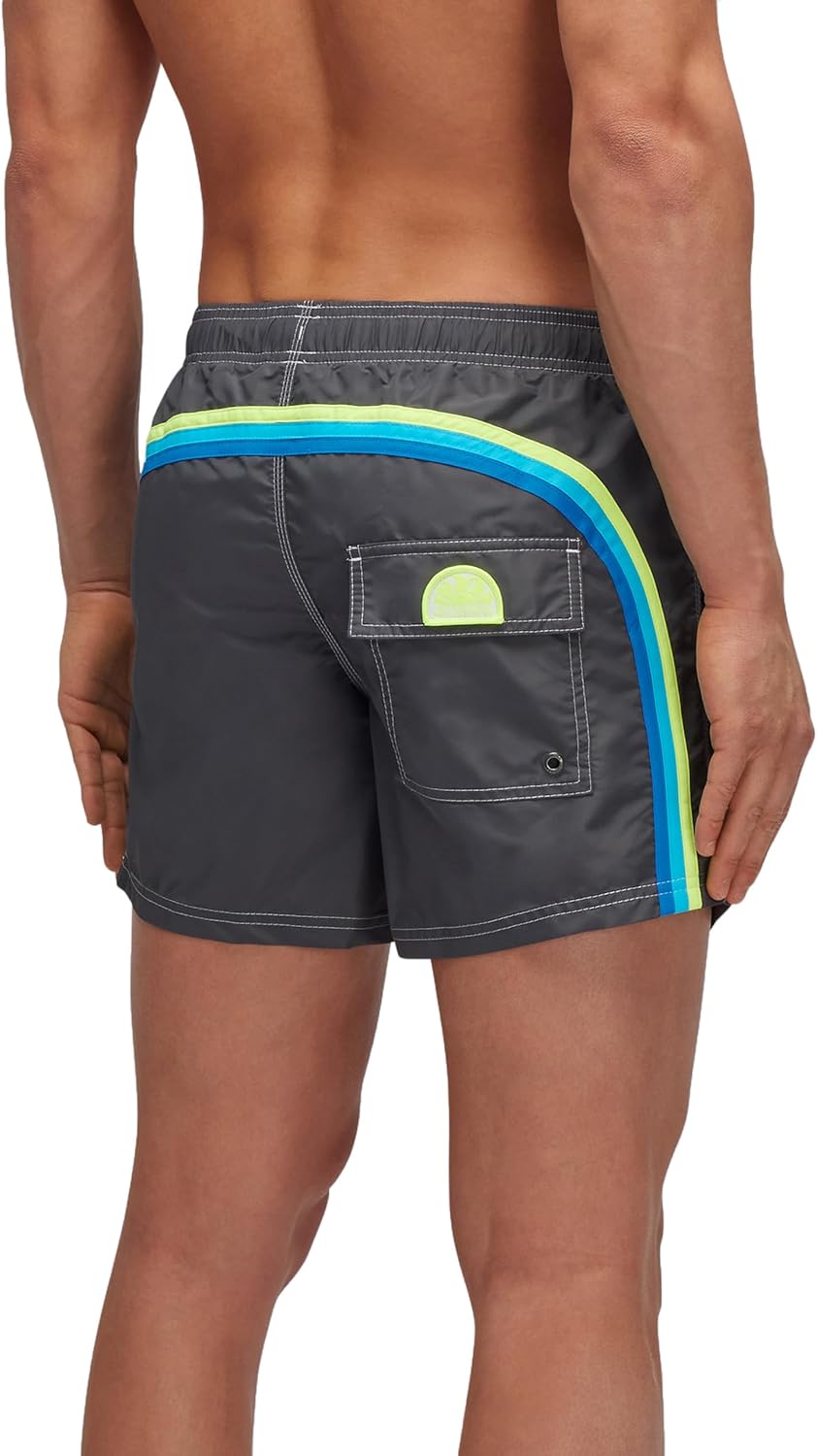 SUNDEK Mens Elastic Waist Boardshort, Swim Trunks 14" Length 5" Inseam