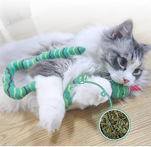 Miniatura 6 de YUDANSI Juguetes de serpiente de hierba gatera para gatos de interior, paquete de 2 juguetes de serpiente para jugar con gatitos, juguete de felpa
