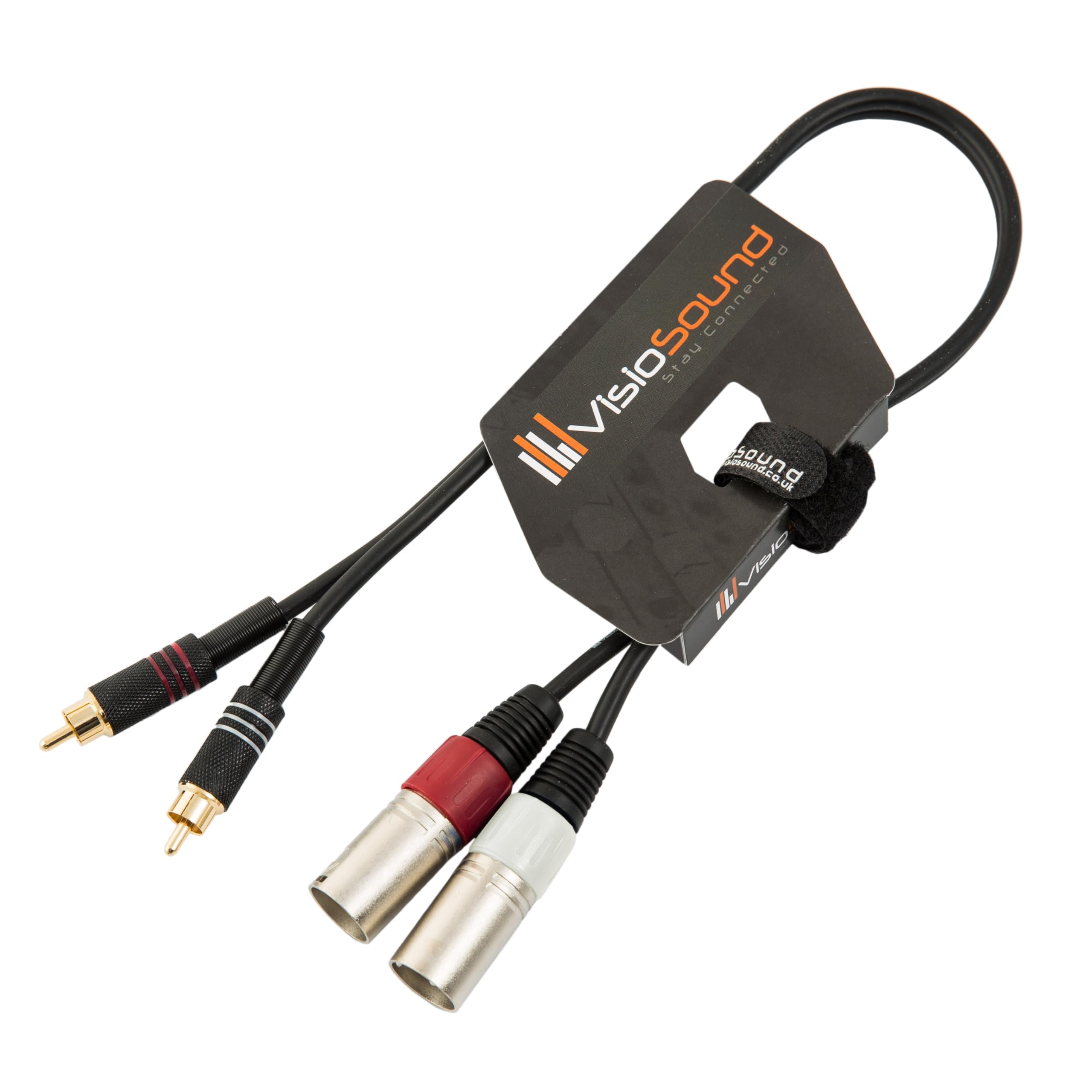 VisioSound 2 x Male XLR to 2 x RCA Gold Phono Plug Twin Lead/Audio Signal Patch Cable 0.5m
