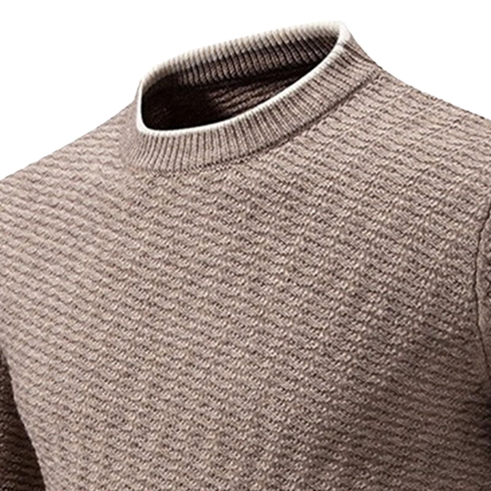 Męski sweter sweter z dzianiny z okrągłym dekoltem sweter na co dzień z długim rękawem męski teksturowany miękki sweter