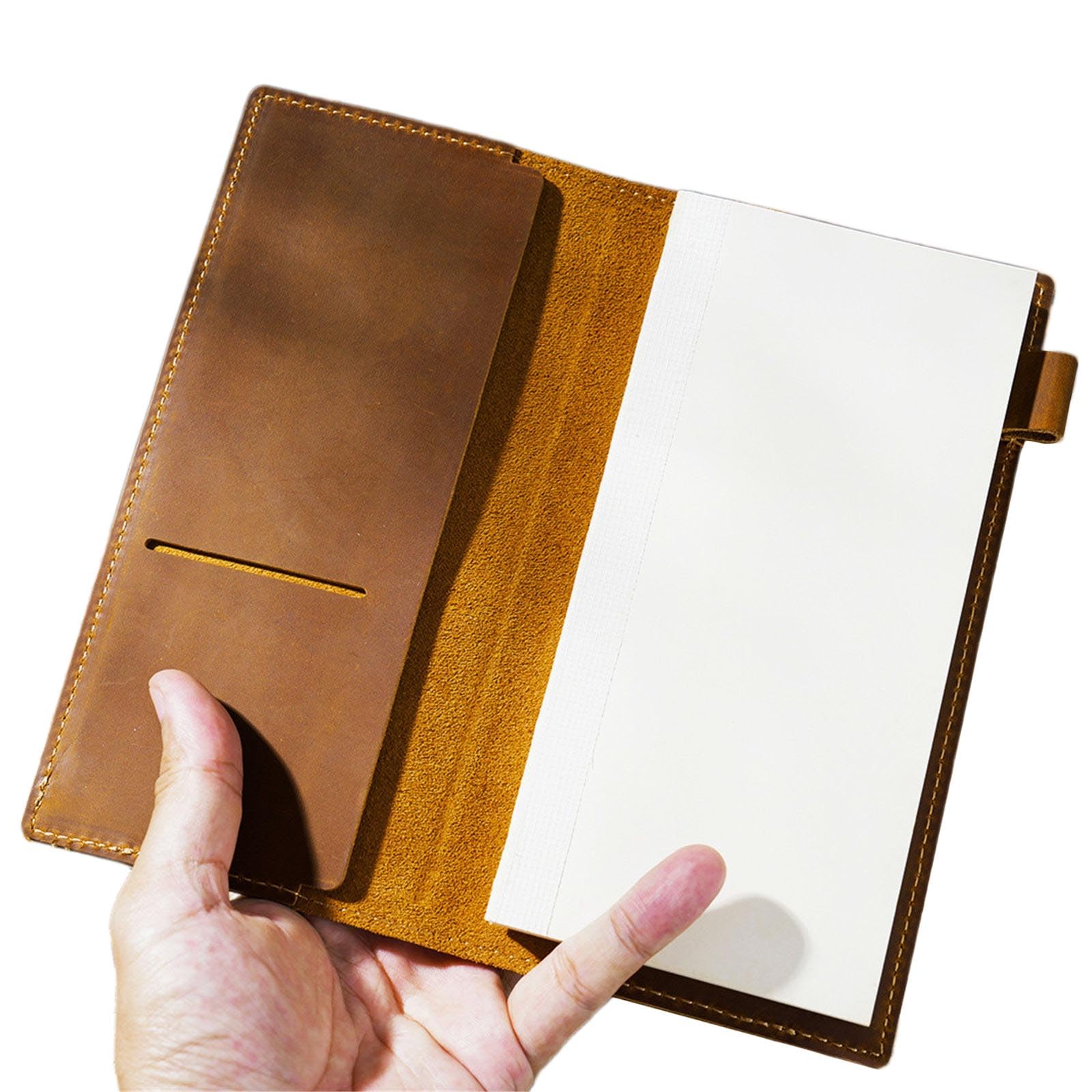 Cuaderno de cuero, blocs de notas diarios, diario, cuadernos de papelería recargables, negocios para escribir, diario, blocs de notas, papelería de cuero con soporte para bolígrafo