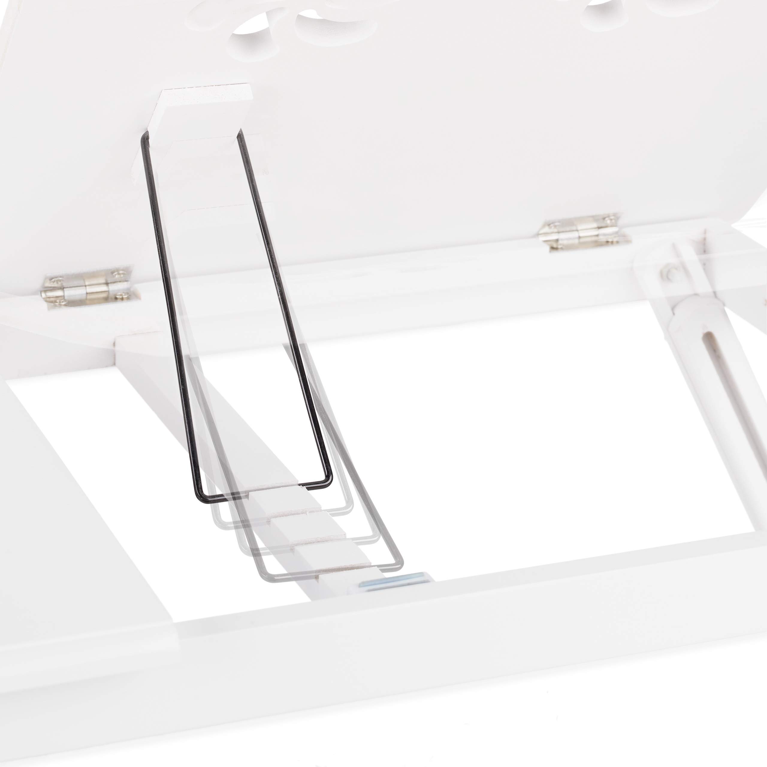Relaxdays Tavolino Porta PC, Porta Laptop Regolabile, da Letto o Divano, con Cassetto, HLP 24x60x35 cm, Bianco