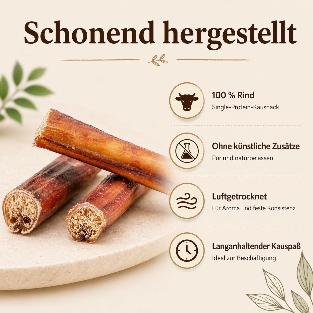 Ochsenziemer 12 cm – 500 g ca. 18 STK. – Natürlicher Kausnack für Hunde – 100 % Rind – Zahnpflege & Beschäftigung – Getrocknetes Kauprodukt – Ohne Zusatzstoffe