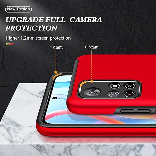 Miniatura 5 de Funda para Xiaomi Redmi Note 11 5G con protector de pantalla, Redmi Note 11T 5G, suave al tacto de grado militar resistente con soporte de anillo,